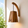 Golden Pivot Wooden Wall Pendant Lamp | Handcrafted Ambient Wall Light