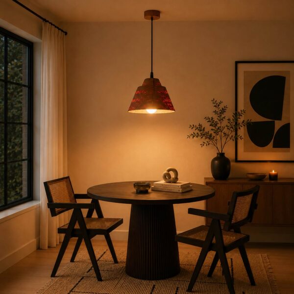 Amber Glow Wooden Pendant Lamp – Handcrafted Pine Wood Hanging Light for Warm Modern Interiors