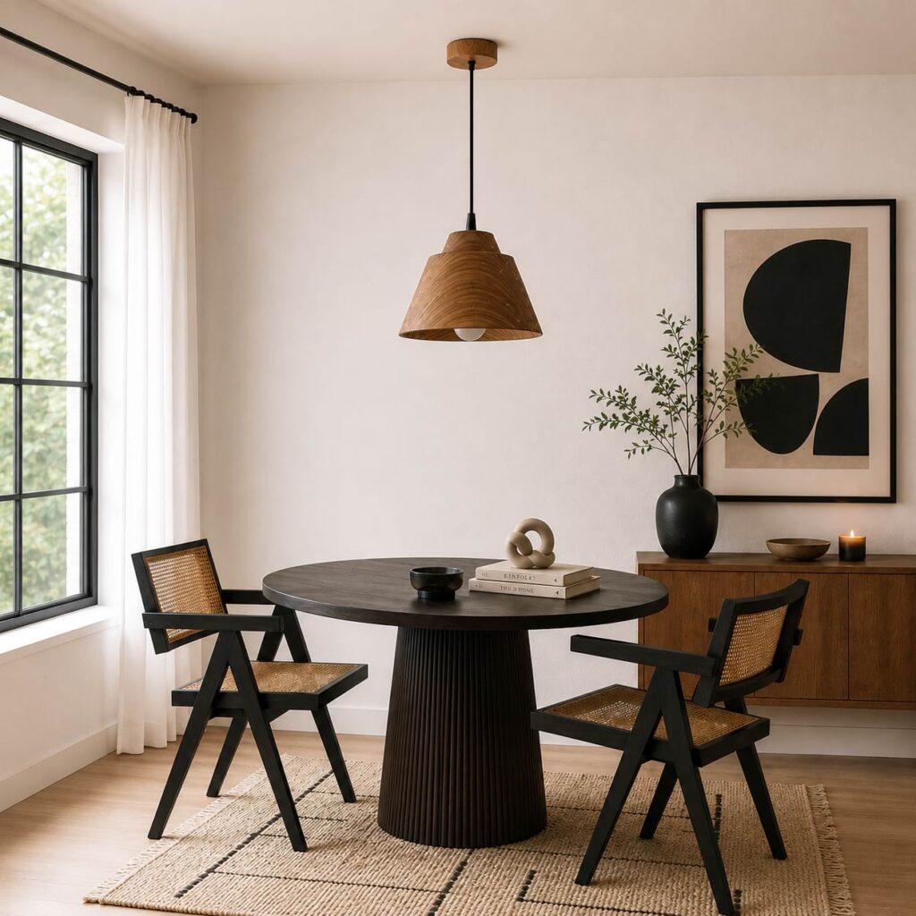The Amber Glow Wooden Pendant Light | Handcrafted PineWood Hanging Light for Warm Modern Interiors