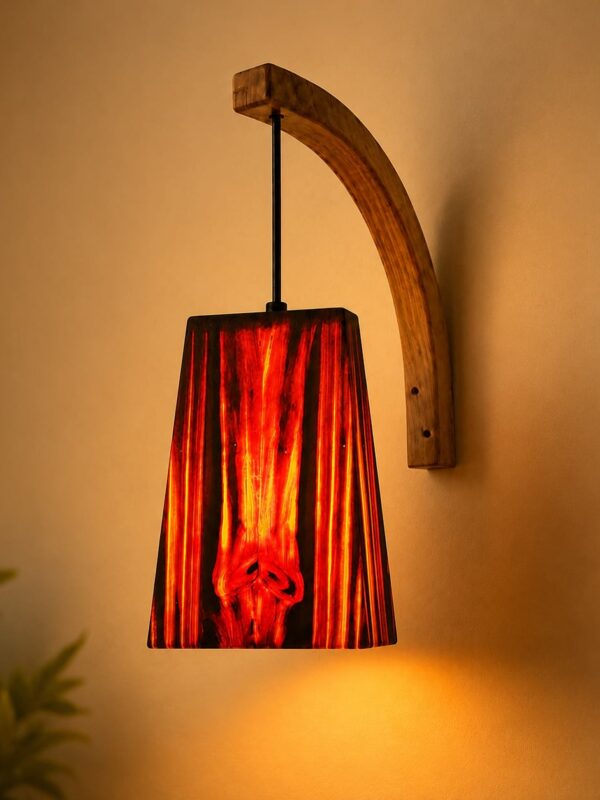 Handcrafted wooden wall pendant lamp with ambient lighting