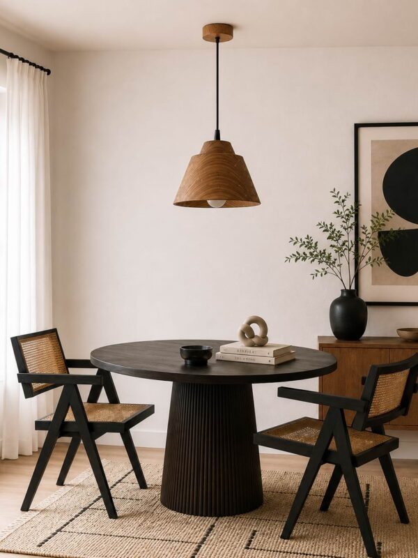 Amber Glow Wooden Pendant Lamp – Handcrafted Pine Wood Hanging Light for Warm Modern Interiors