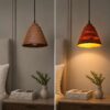 Amber Glow Wooden Pendant Lamp – Handcrafted Pine Wood Hanging Light for Warm Modern Interiors