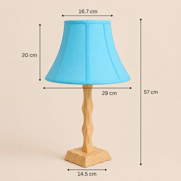 Rustic wooden lamp with fabric lampshade