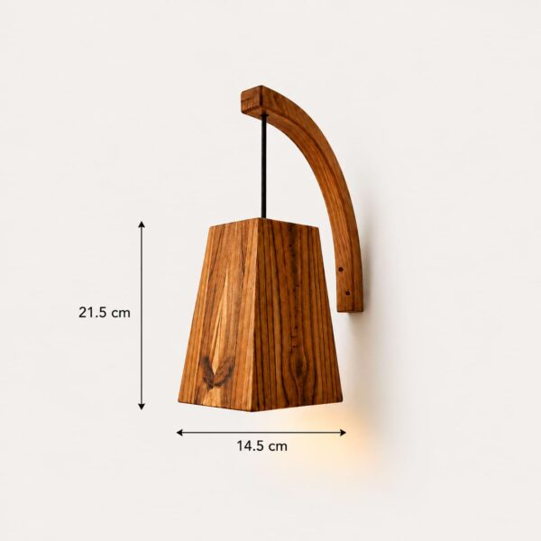 Decorative wooden wall lamp with curved arm design