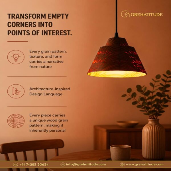 Amber Glow Wooden Pendant Lamp – Handcrafted Pine Wood Hanging Light for Warm Modern Interiors