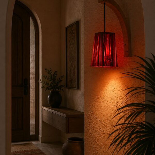 Contemporary wall pendant lighting with natural wood finish