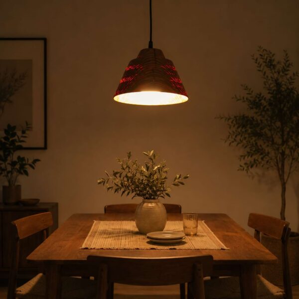 Amber Glow Wooden Pendant Lamp – Handcrafted Pine Wood Hanging Light for Warm Modern Interiors