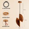 Designer pine wood ceiling lamp with adjustable cord