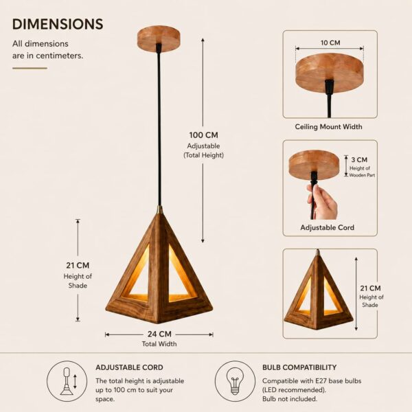 Modern wooden hanging lamp with architectural geometric design