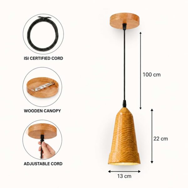 Minimalist wooden ceiling pendant light with adjustable cord