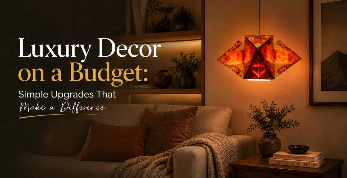 Luxury home decor on a budget with a handcrafted wooden lamp