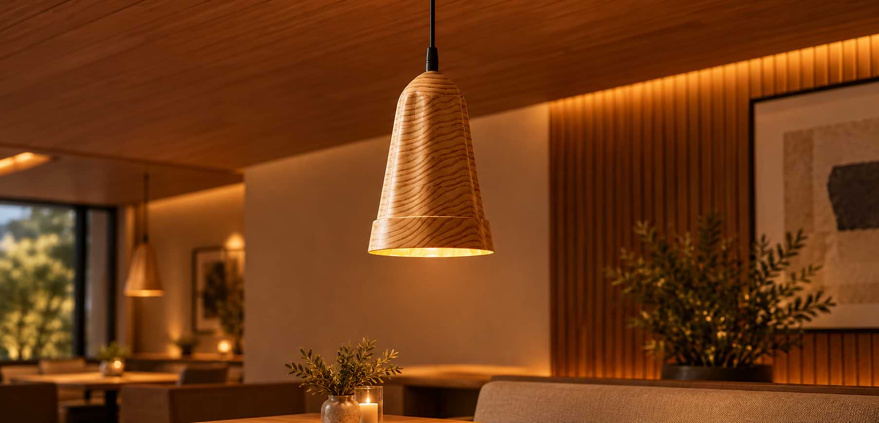 Wooden Ceiling Lights for Hospitality Spaces